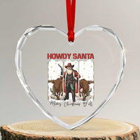 Howdy Santa Merry Christmas Y'all Heart Crystal Glass Ornament Funny Western Bull Riding - Wonder Print Shop