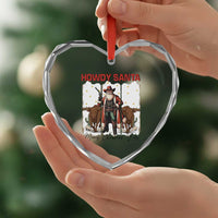 Howdy Santa Merry Christmas Y'all Heart Crystal Glass Ornament Funny Western Bull Riding - Wonder Print Shop