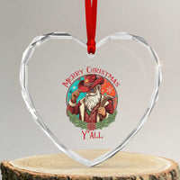 Howdy Santa Merry Christmas Y'all Heart Crystal Glass Ornament Funny Western Holiday Gift - Wonder Print Shop