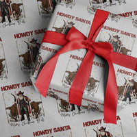 Howdy Santa Merry Christmas Y'all Wrapping Paper Roll Funny Western Bull Riding - Wonder Print Shop