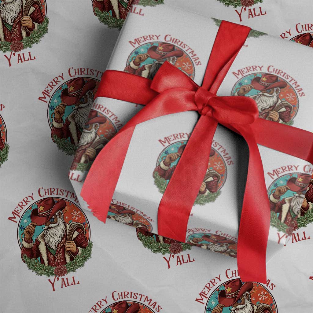 Howdy Santa Merry Christmas Y'all Wrapping Paper Roll Funny Western Holiday Gift - Wonder Print Shop