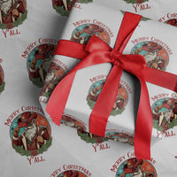 Howdy Santa Merry Christmas Y'all Wrapping Paper Roll Funny Western Holiday Gift - Wonder Print Shop