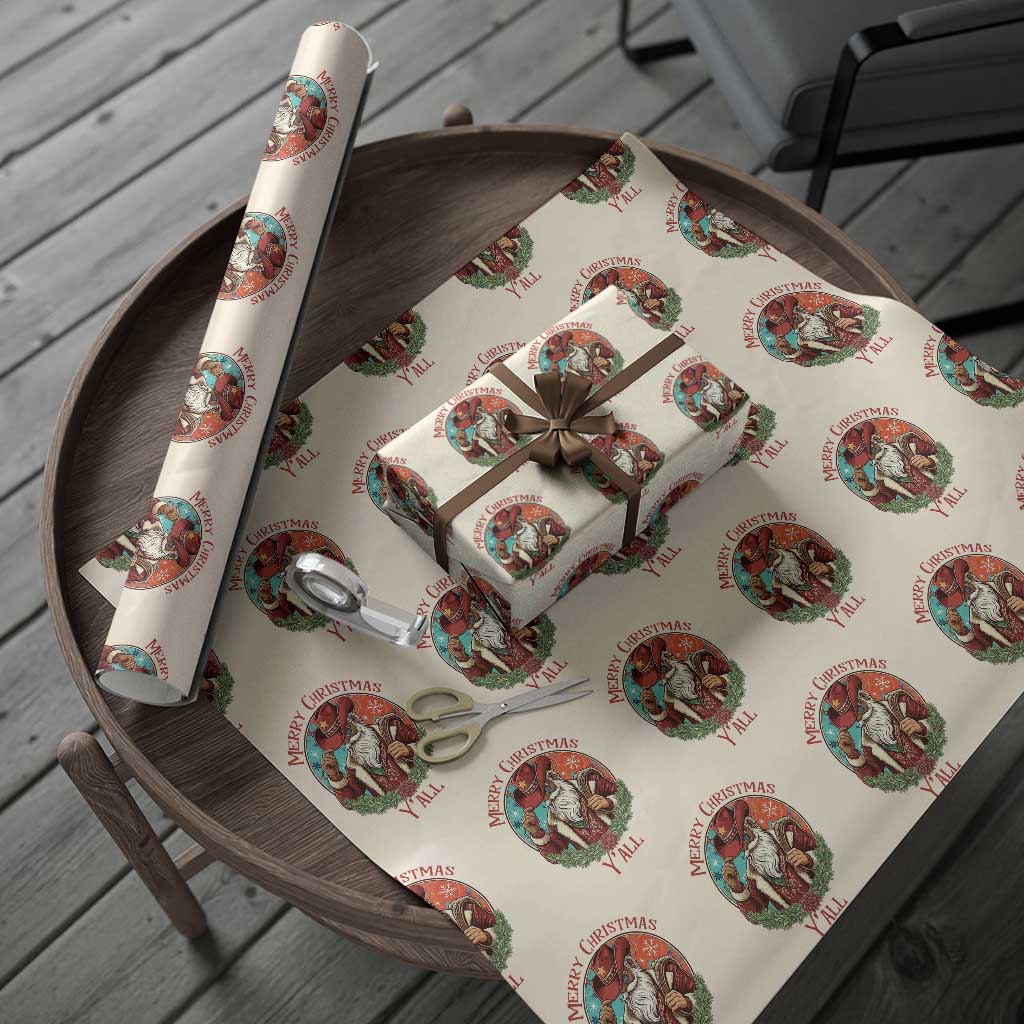 Howdy Santa Merry Christmas Y'all Wrapping Paper Roll Funny Western Holiday Gift - Wonder Print Shop