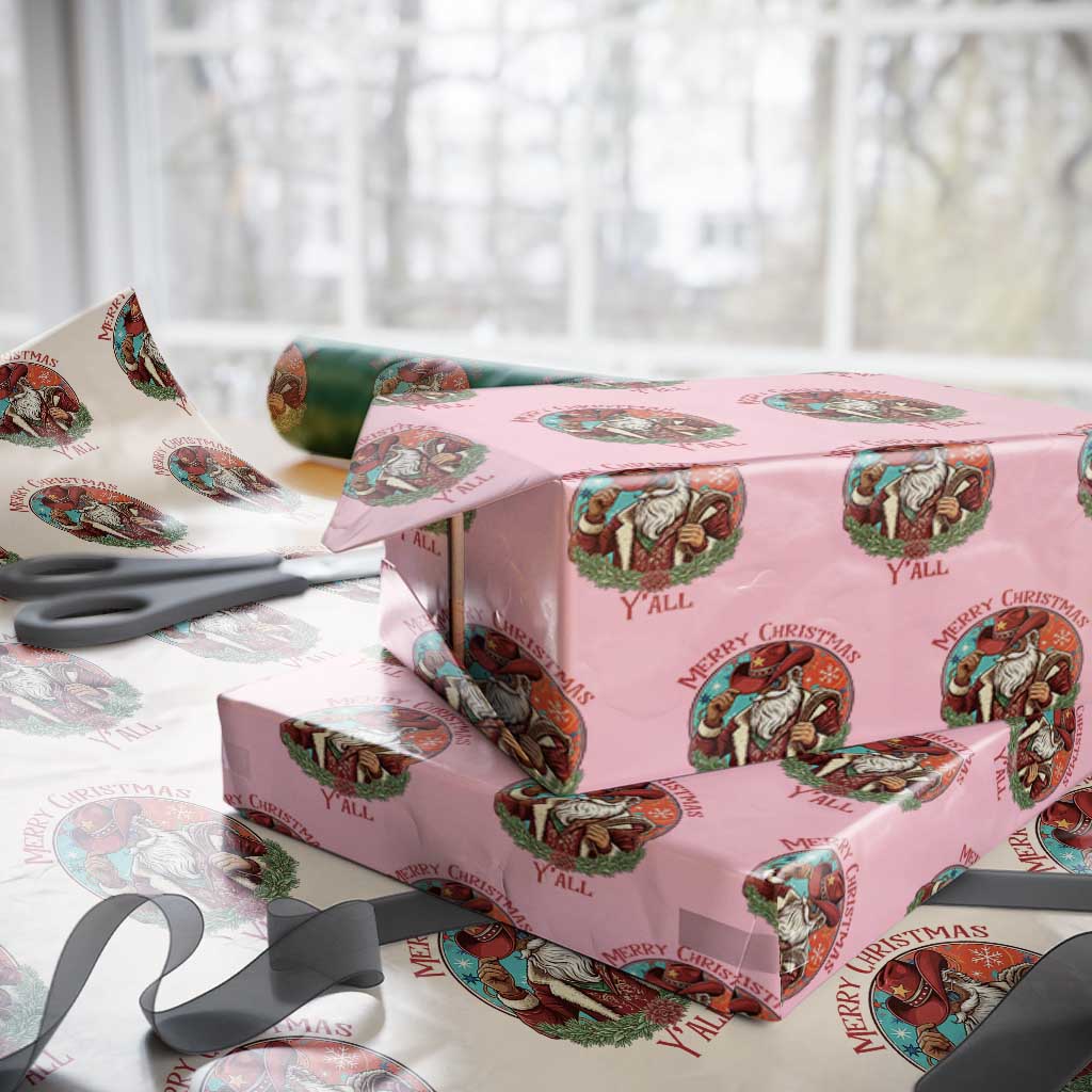 Howdy Santa Merry Christmas Y'all Wrapping Paper Roll Funny Western Holiday Gift - Wonder Print Shop