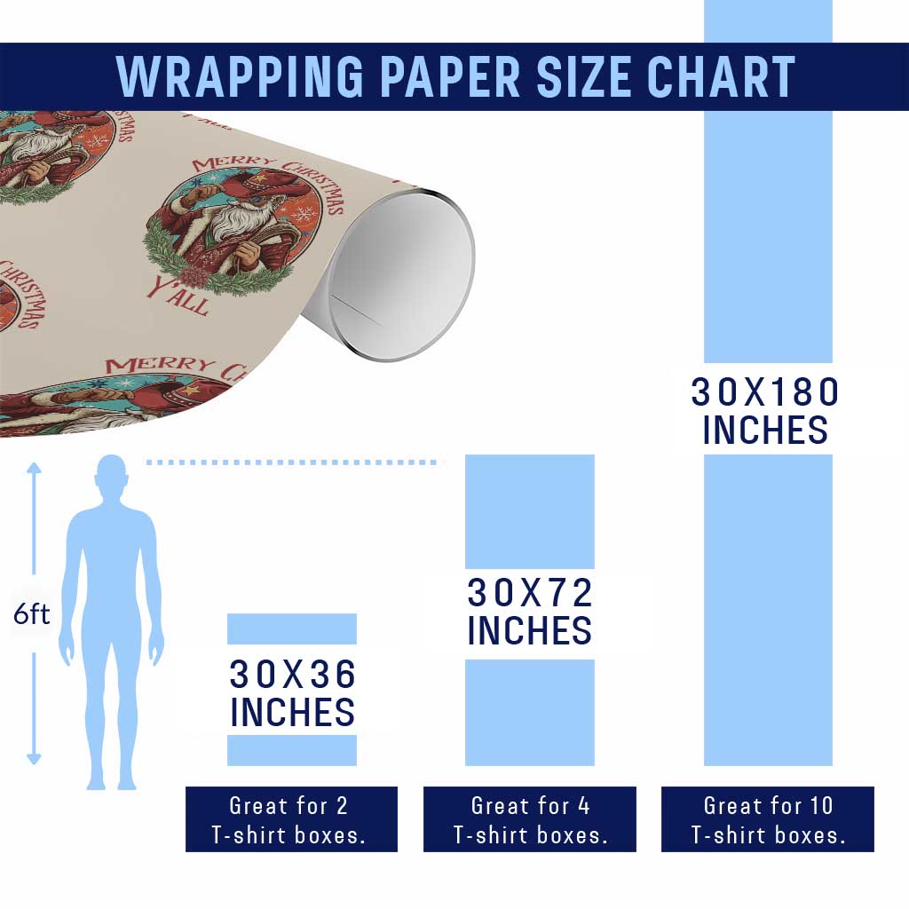 Howdy Santa Merry Christmas Y'all Wrapping Paper Roll Funny Western Holiday Gift - Wonder Print Shop