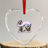 Howling Raccoon LGBTQ Pride Heart Crystal Glass Ornament Rainbow Trash Panda Support
