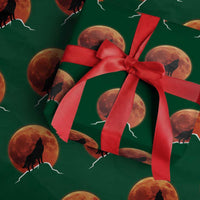 Howling Wolf Crimson Blood Moon Wrapping Paper Roll Mountain Wildlife Nature Graphic