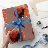 Howling Wolf Crimson Blood Moon Wrapping Paper Roll Mountain Wildlife Nature Graphic