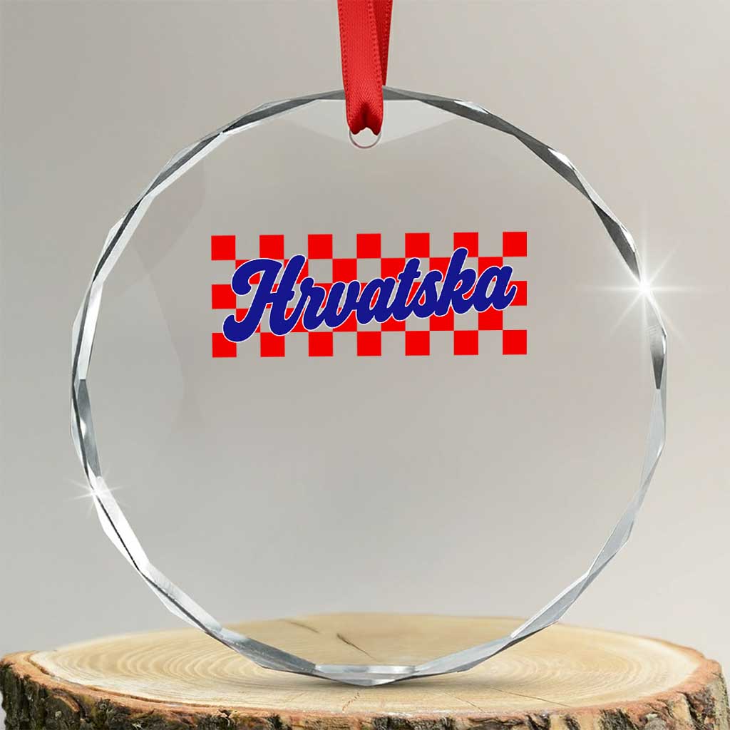 Hrvatska Crystal Glass Ornament Checkered Retro Croatia Zagreb Croatian