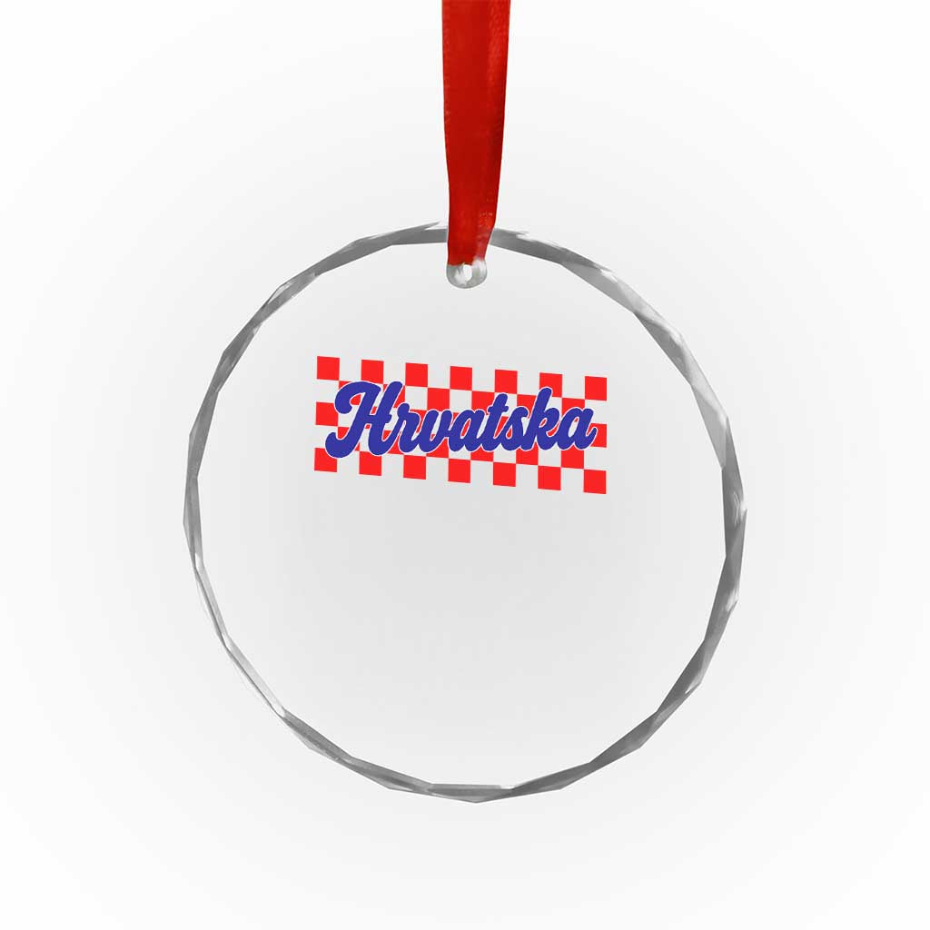 Hrvatska Crystal Glass Ornament Checkered Retro Croatia Zagreb Croatian