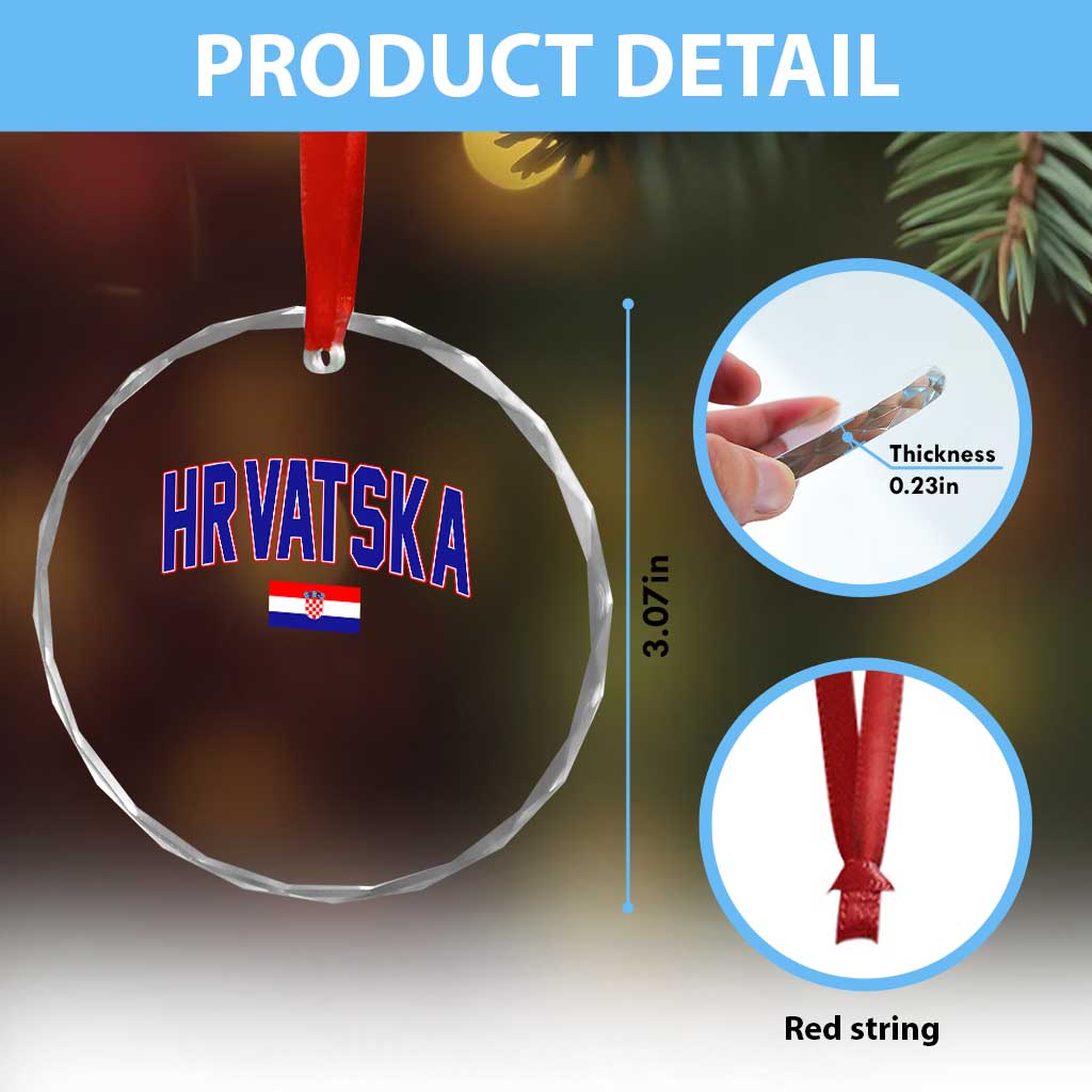 Hrvatska Flag Crystal Glass Ornament Croatia Vintage Zagreb Croatian Jersey Retro