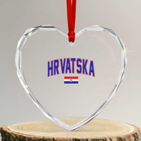 Hrvatska Flag Heart Crystal Glass Ornament Croatia Vintage Zagreb Croatian Jersey Retro
