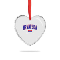Hrvatska Flag Heart Crystal Glass Ornament Croatia Vintage Zagreb Croatian Jersey Retro