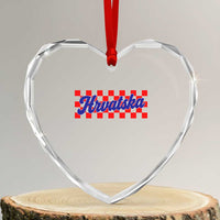 Hrvatska Heart Crystal Glass Ornament Checkered Retro Croatia Zagreb Croatian