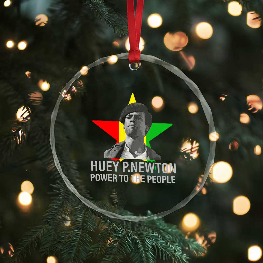 Huey P.Newton Power To The People Crystal Glass Ornament Black Panther Party Black History Month