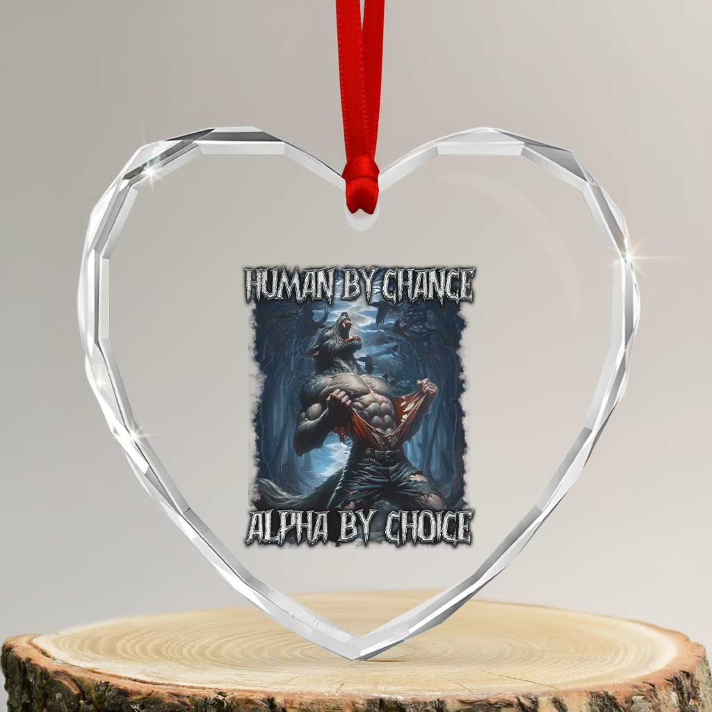 Human By Chance Alpha By Choice Wolf Heart Crystal Glass Ornament Vintage 90s Style Wolf Sigma Emo Meme - Wonder Print Shop