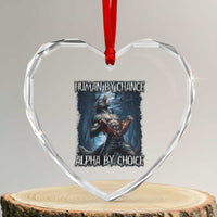 Human By Chance Alpha By Choice Wolf Heart Crystal Glass Ornament Vintage 90s Style Wolf Sigma Emo Meme - Wonder Print Shop
