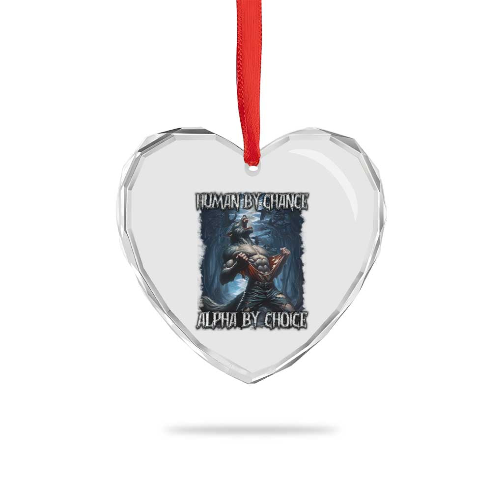 Human By Chance Alpha By Choice Wolf Heart Crystal Glass Ornament Vintage 90s Style Wolf Sigma Emo Meme - Wonder Print Shop