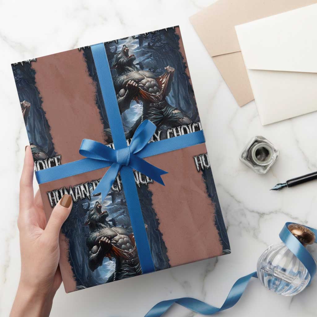 Human By Chance Alpha By Choice Wolf Wrapping Paper Roll Vintage 90s Style Wolf Sigma Emo Meme - Wonder Print Shop