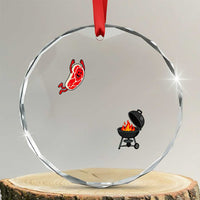 Humorous Diving Steak Charcoal Grill Graphic Crystal Glass Ornament BBQ Grilling Pitmaster Cookout Funny Barbecue Master
