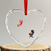 Humorous Diving Steak Charcoal Grill Graphic Heart Crystal Glass Ornament BBQ Grilling Pitmaster Cookout Funny Barbecue Master