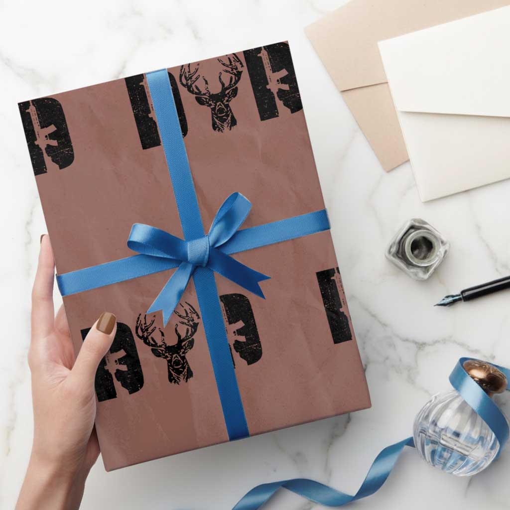 Hunting Dad Wrapping Paper Roll Fathers Day Gun Lovers Hunter Dad - Wonder Print Shop