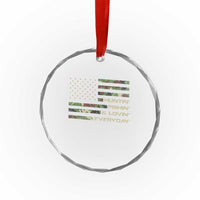 Hunting Fishing Loving Crystal Glass Ornament Hunter Fisher Camo American Flag