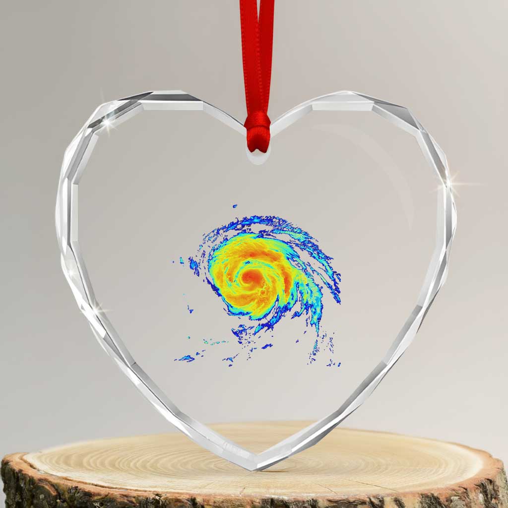 Hurricane Erin Heart Crystal Glass Ornament Meteorologist Weather Radar Storm Chasing - Wonder Print Shop