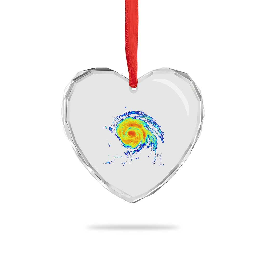 Hurricane Erin Heart Crystal Glass Ornament Meteorologist Weather Radar Storm Chasing - Wonder Print Shop