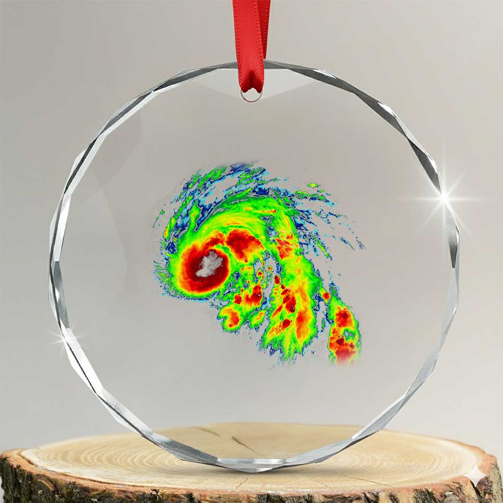 Hurricane Helene Crystal Glass Ornament Meteorologist Weather Radar Image Storm Chasing TS11