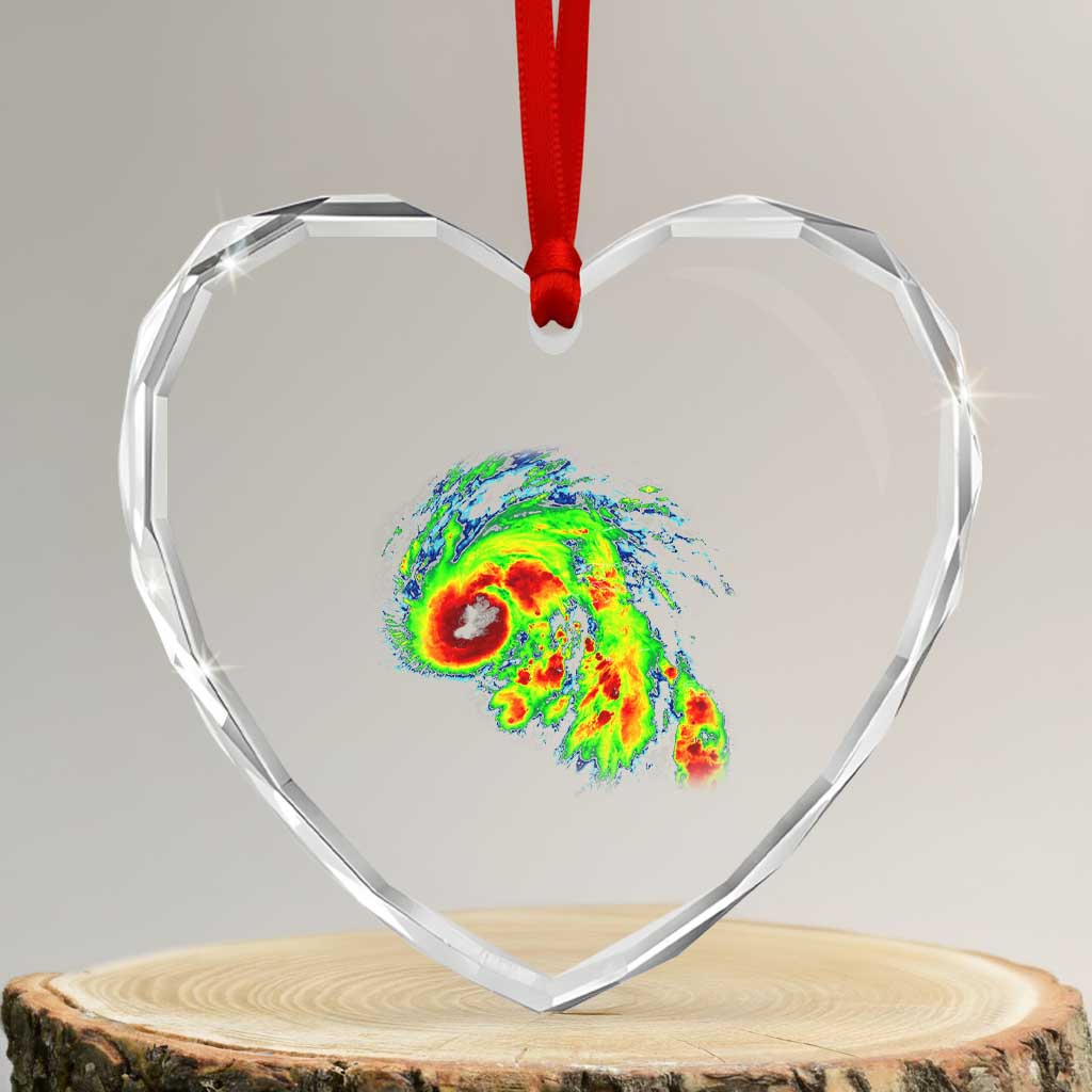 Hurricane Helene Heart Crystal Glass Ornament Meteorologist Weather Radar Image Storm Chasing - Wonder Print Shop