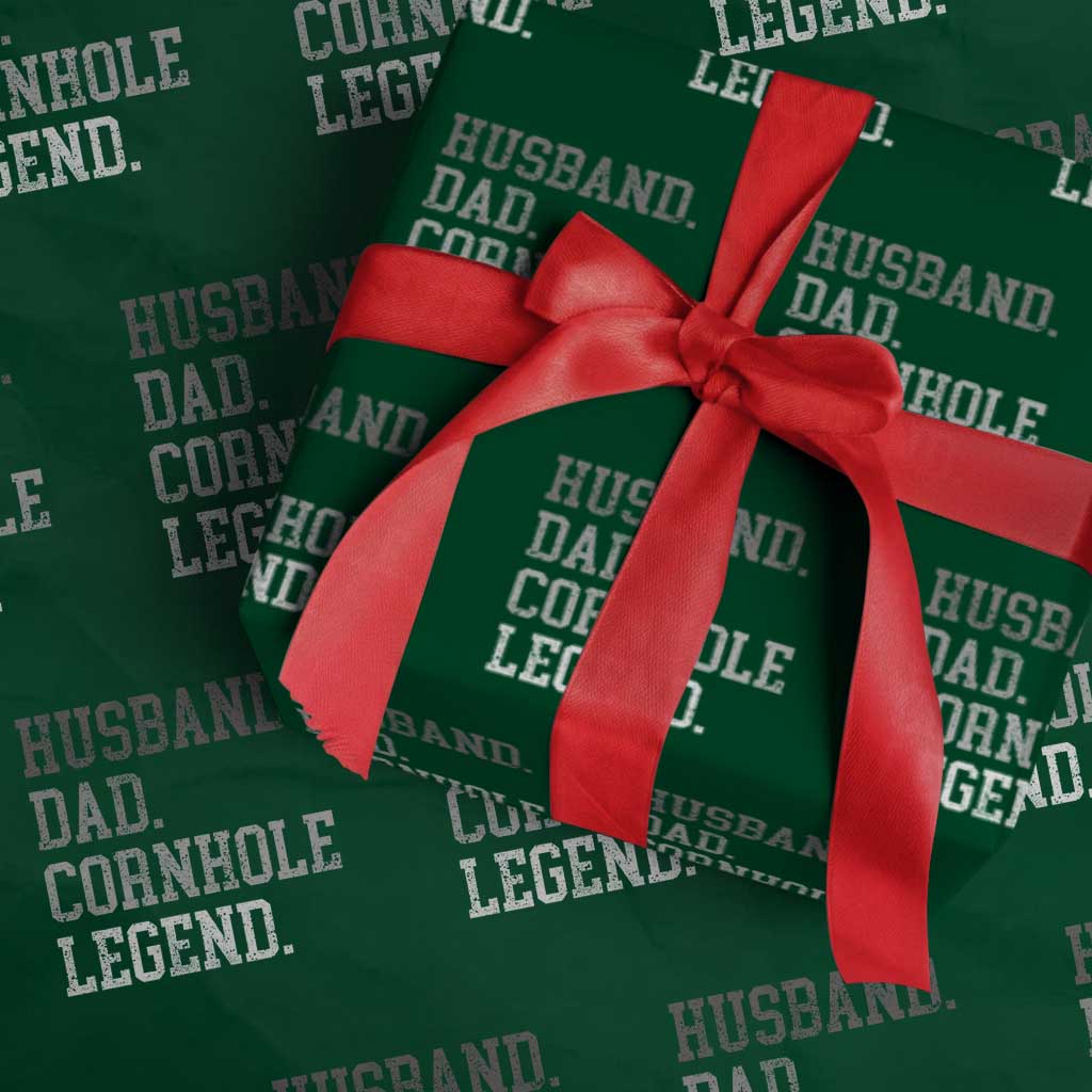 Husband Dad Cornhole Legend Wrapping Paper Roll Vintage Funny Birthday for Dad Fathers Day