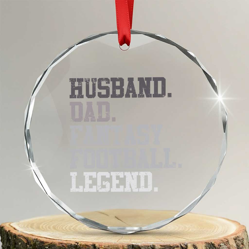 Husband Dad Fantasy Football Legend Crystal Glass Ornament Retro Fathers Day - Wonder Print Shop