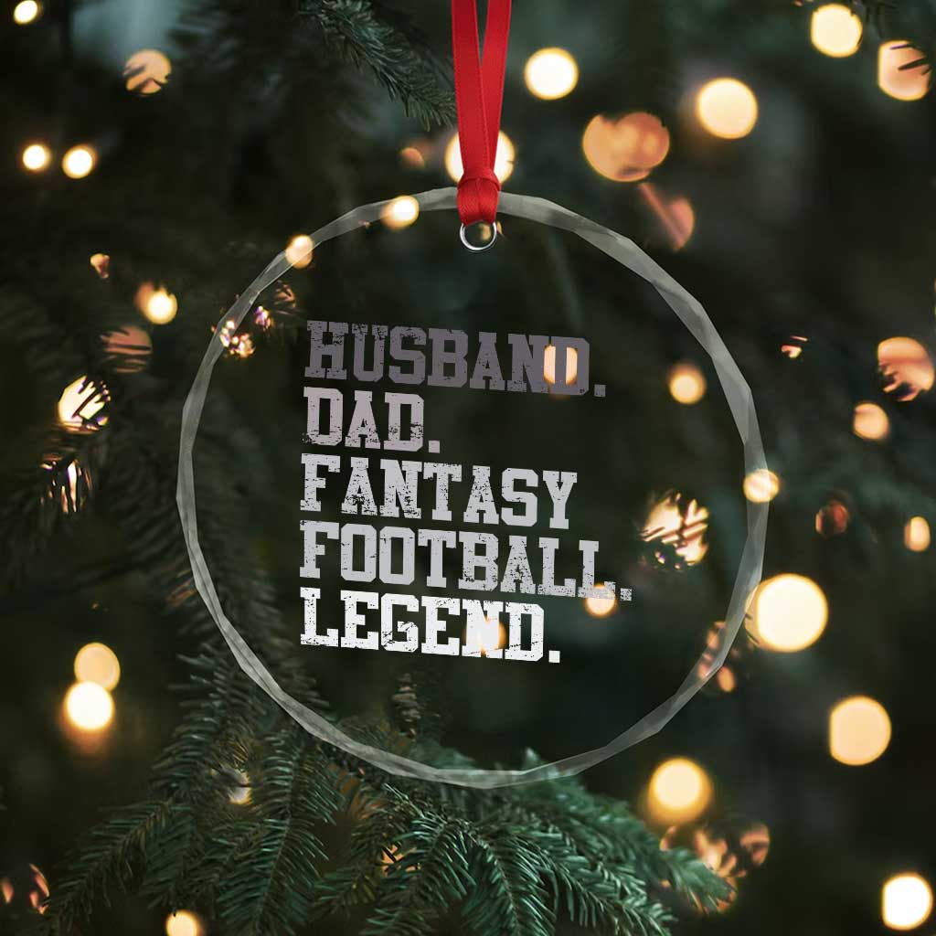 Husband Dad Fantasy Football Legend Crystal Glass Ornament Retro Fathers Day - Wonder Print Shop