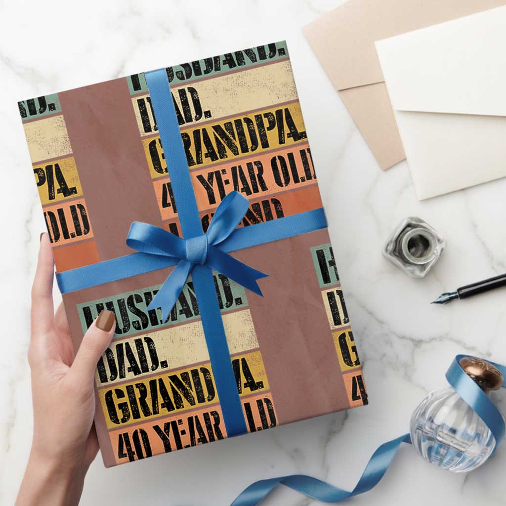 Husband Dad Grandpa 40 Year Old Legend Wrapping Paper Roll Funny 40th Birthday Fathers Day