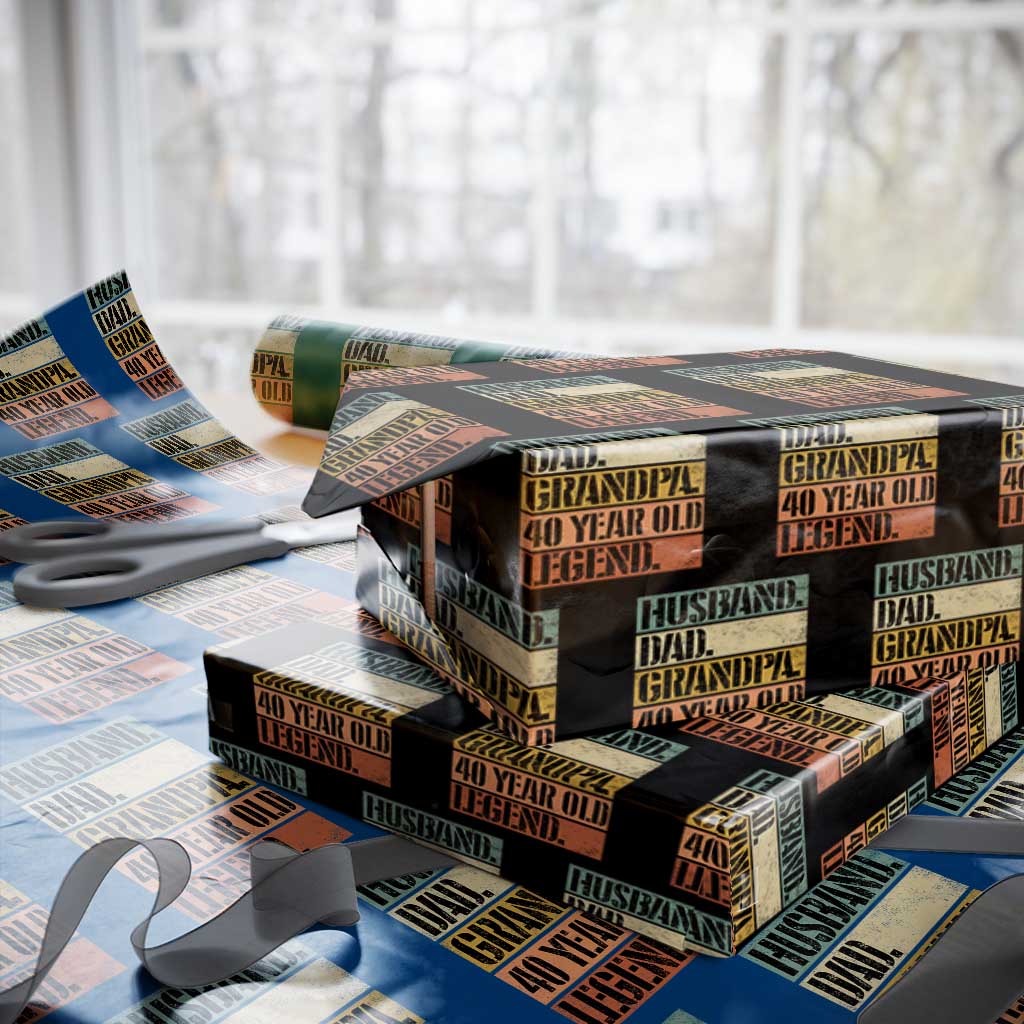 Husband Dad Grandpa 40 Year Old Legend Wrapping Paper Roll Funny 40th Birthday Fathers Day