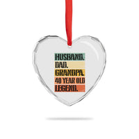 Husband Dad Grandpa 40 Year Old Legend Heart Crystal Glass Ornament Funny 40th Birthday Fathers Day