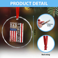 Husband Dad Grandpa 70 Year Old Legend Crystal Glass Ornament American Flag Birthday Gift