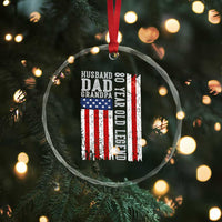 Husband Dad Grandpa 80 Year Old Legend Crystal Glass Ornament American Flag Birthday Gift
