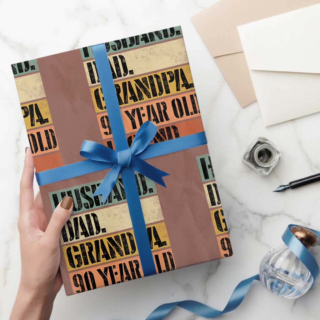 Husband Dad Grandpa 90 Year Old Legend Wrapping Paper Roll Funny 90th Birthday Fathers Day