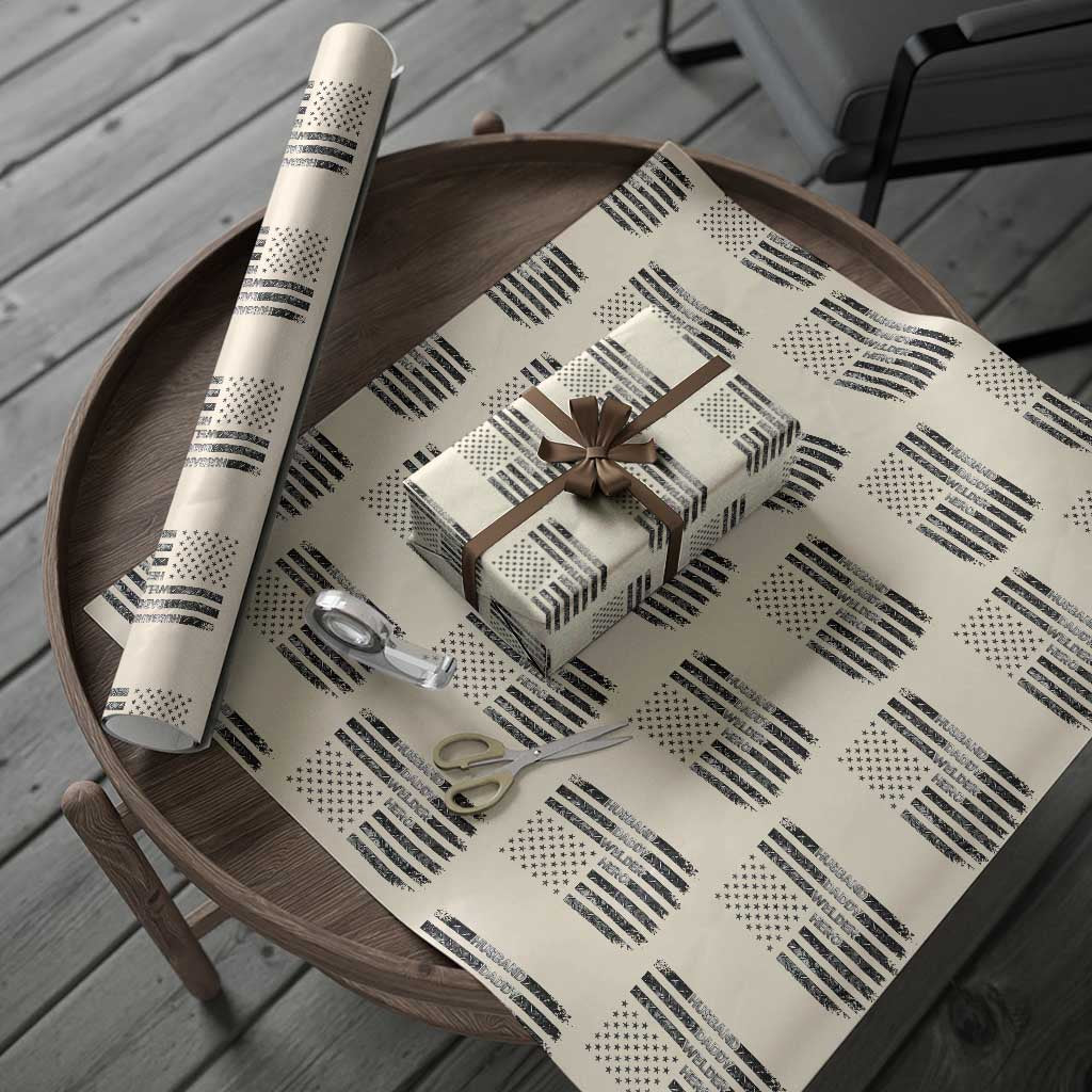 Husband Daddy Welder Hero Wrapping Paper Roll Patriotic Welding American Flag Graphic