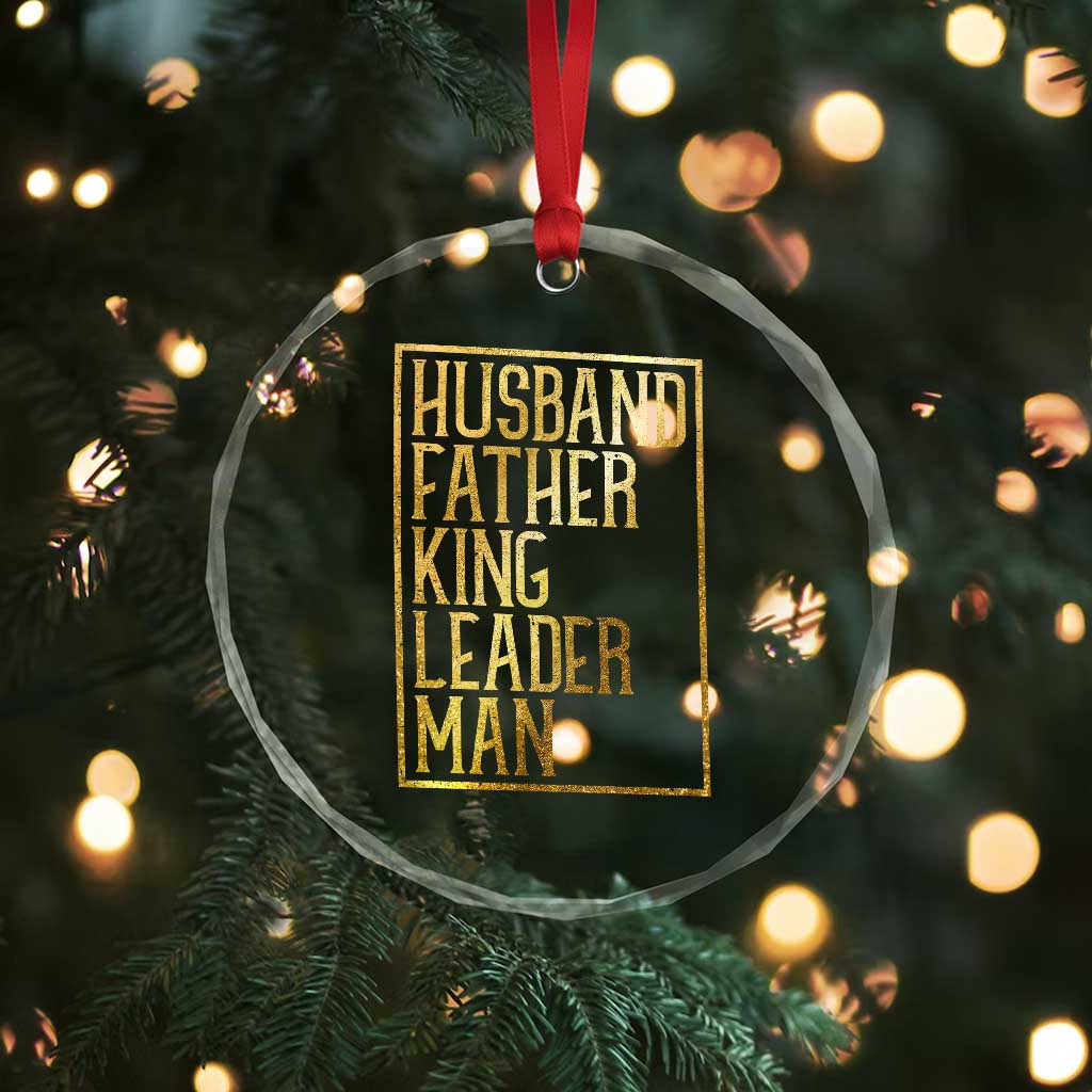 Husband Father King Leader Man Crystal Glass Ornament Proud Black Dad Gift