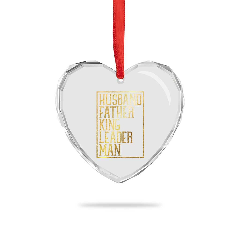 Husband Father King Leader Man Heart Crystal Glass Ornament Proud Black Dad Gift