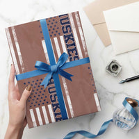 Husky Lover Sports Varsity Aesthetic Letters Vintage American Flag Wrapping Paper Roll