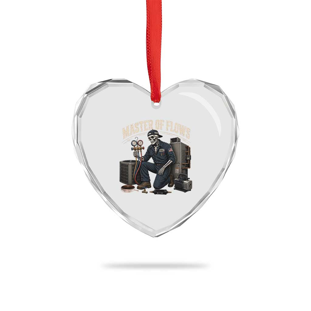 HVAC Tech Skeleton Mechanic Heart Crystal Glass Ornament Master Of Flows Vintage Distressed Graphic