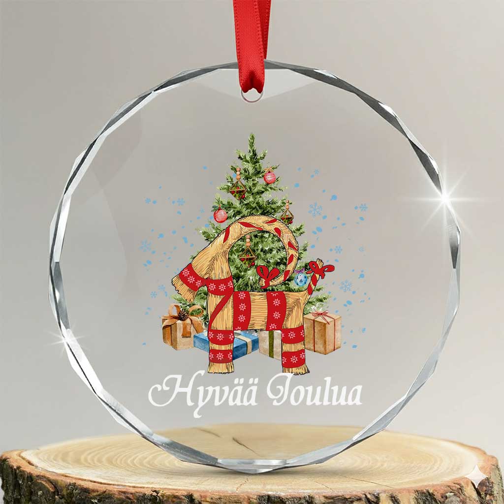 Hyvaa joulua Crystal Glass Ornament Finland Xmas Yulegoat Xmas Tree Himmeli - Wonder Print Shop