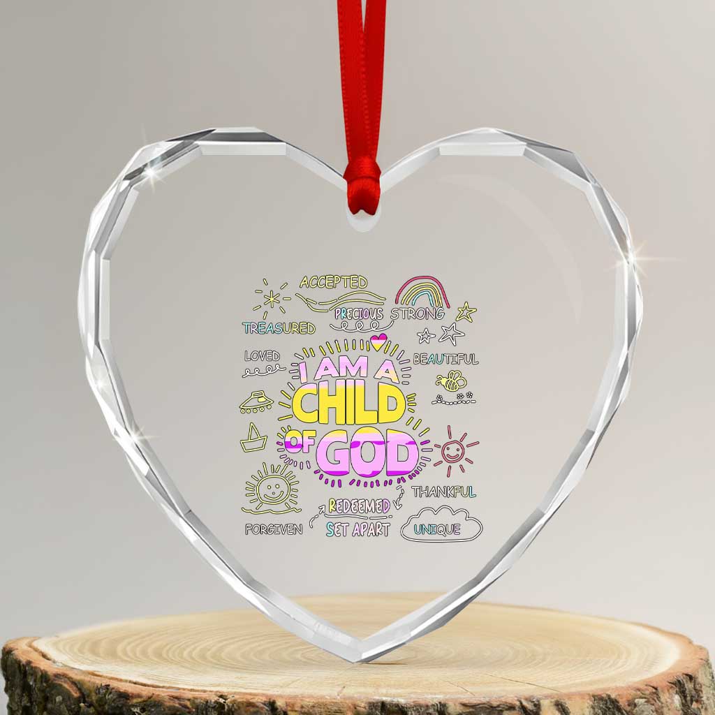 I Am A Child Of God Heart Crystal Glass Ornament Retro Christian Jesus Faith - Wonder Print Shop