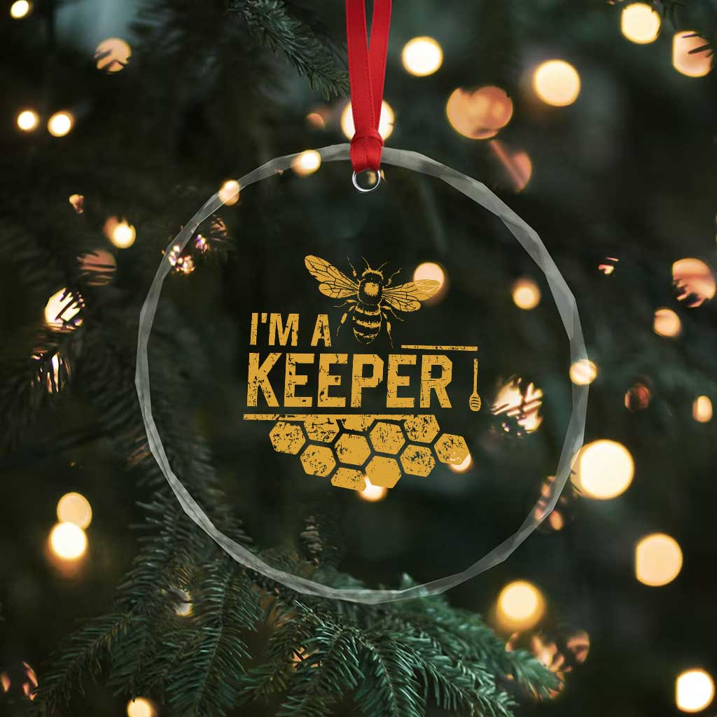 I Am A Keeper Crystal Glass Ornament Honey Bee Apiarist Funny Beekeeping