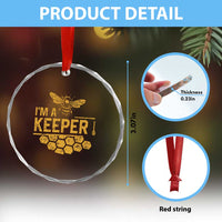 I Am A Keeper Crystal Glass Ornament Honey Bee Apiarist Funny Beekeeping