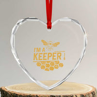 I Am A Keeper Heart Crystal Glass Ornament Honey Bee Apiarist Funny Beekeeping